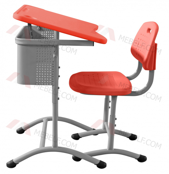 Школьный стол с наклонной столешницей ШСТ15 и стул ШС03, оранжевый