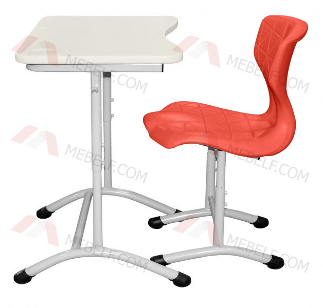 Школьный стол ШСТ11 и стул ШС10, белый и оранжевый