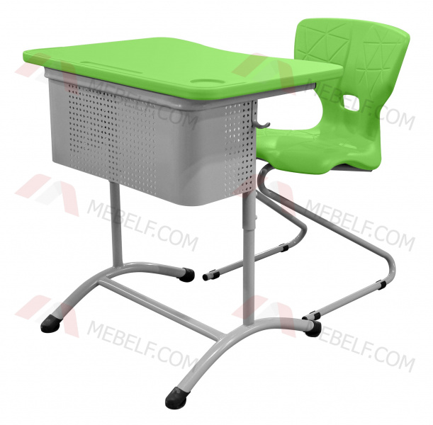Школьный стол с перфорированным экраном ШСТ13 и стильный школьный стул ШС13, зеленый