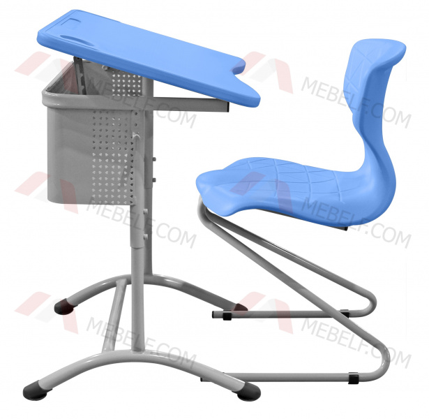 Школьный стол с наклонной столешницей ШСТ15 и стильный стул ШС13, голубой