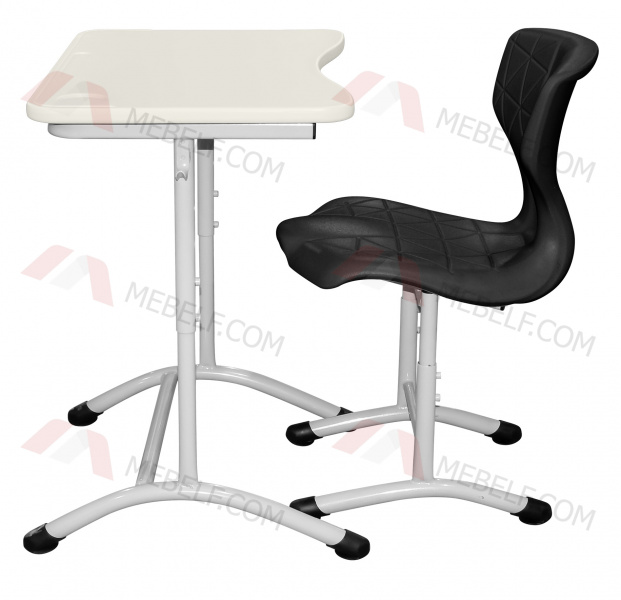 Школьный стол ШСТ11 и стул ШС10, черный и белый
