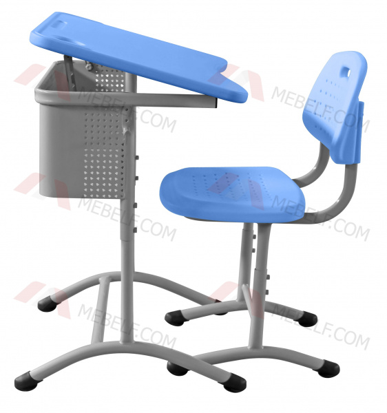 Школьный стол с наклонной столешницей ШСТ15 и стул ШС03, синий